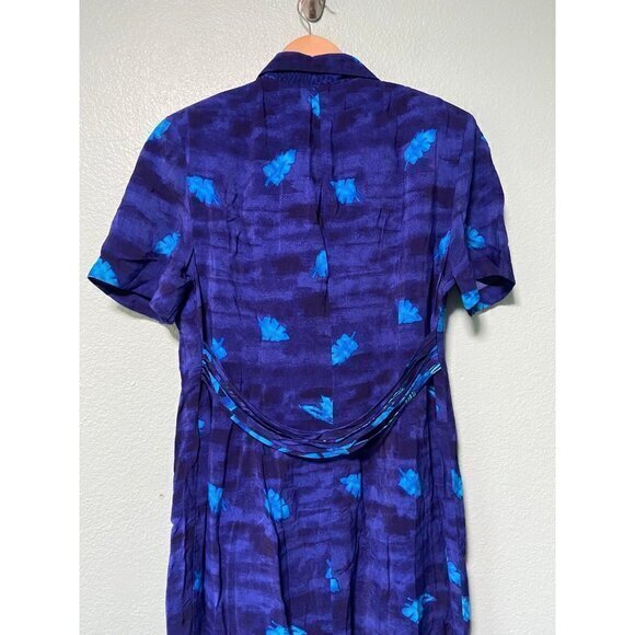 Vintage Dress Barn Women's Blue Floral Dress Size 12 - Picture 6 of 9